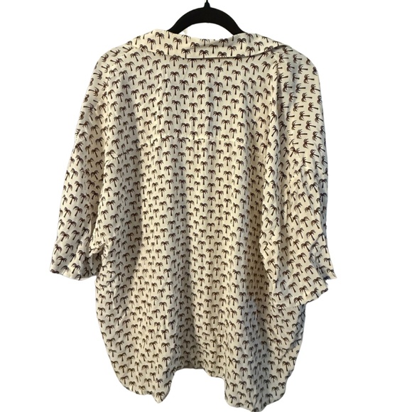 Palm trees print short sleeve button up boxy shirt - Picture 3 of 5